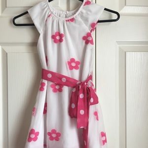 White with pink flowers girls dress